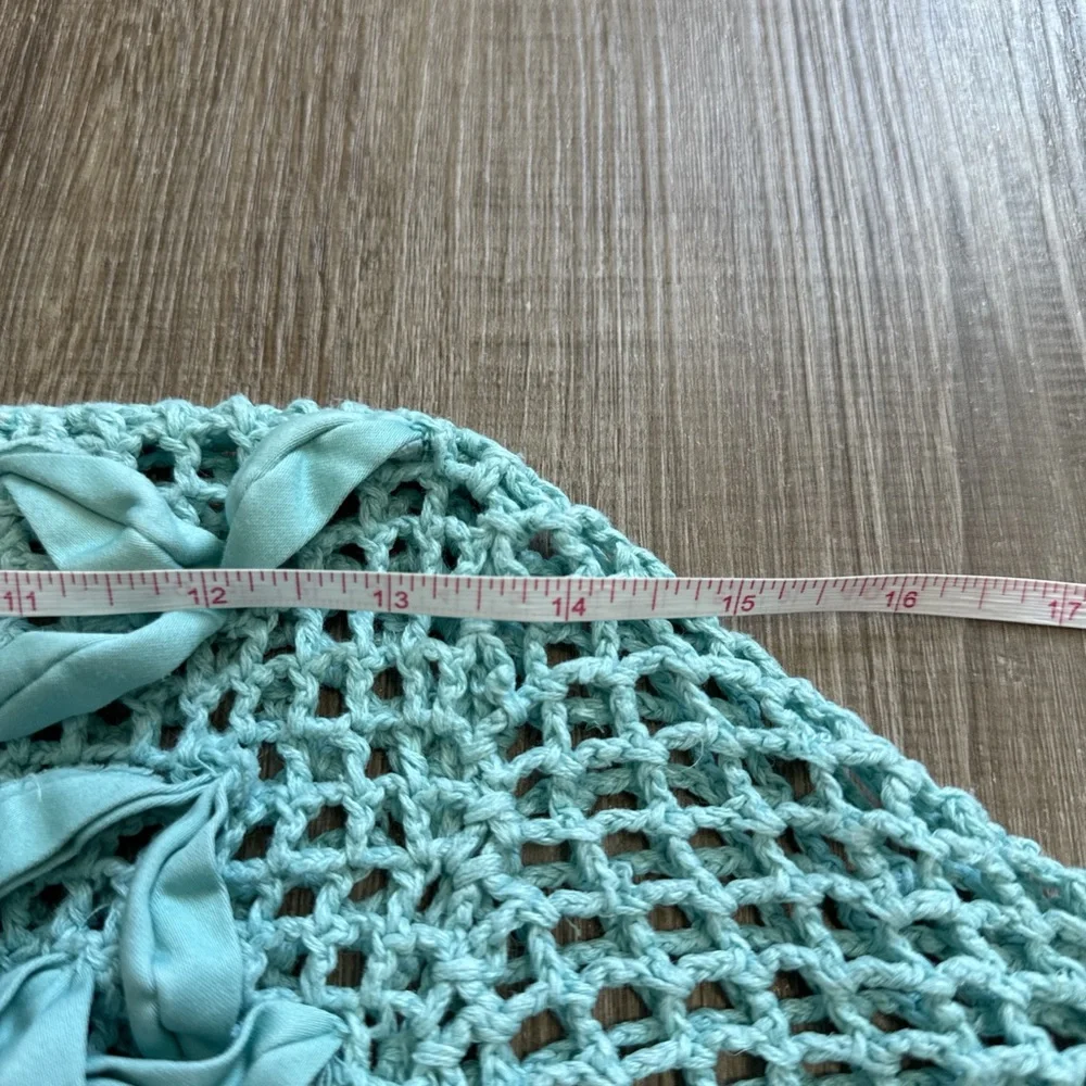 Modern Soul Linen Cotton Blend Crochet Light Blue Button Front Cardigan Size XS - Picture 8 of 11